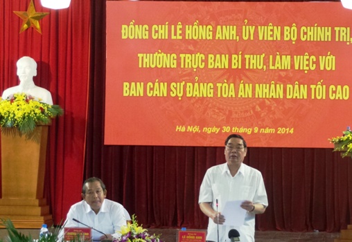 Đồng chí Lê Hồng Anh làm việc với Ban cán sự Đảng Tòa án nhân dân tối cao